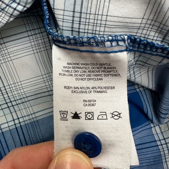 Columbia Omni Wick Shirt Mens Large Blue Plaid Short Sleeve Fishing Outdoor Top - Picture 6 of 10